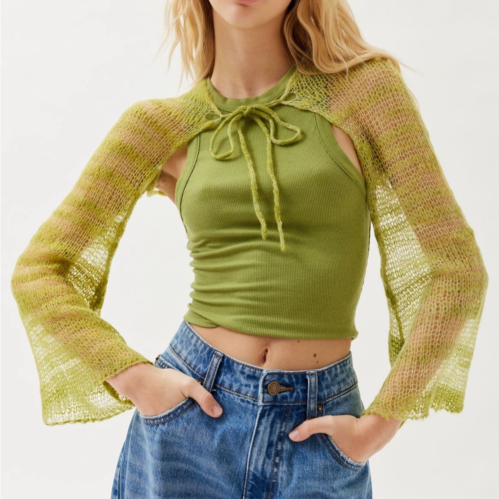 Urban Outfitters Camille Knit Shrug Cardigan in green